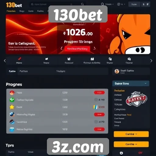 Interface do usuário do site 130bet em avaliação